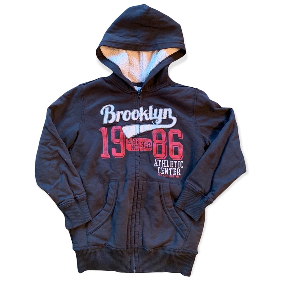 Kids Fleece-lined Zip-up Hoodie Sweatshirt sz 8